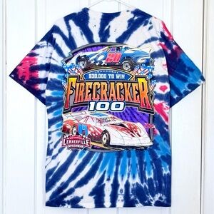 Gildan Vintage Fircracker 100 Tie-Dye Racing Tshirt 2007 Large